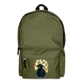 Mouton Noir Anticonformiste en Veste de Cuir - Sac à dos - vert olive - Devant
