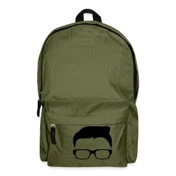 Nerd Frisur Brille Geschenk - Rucksack - Olivgrün - Vorne