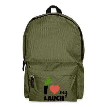 i love my Lauch | Ich liebe meinen Lauch - Rucksack - Olivgrün - Vorne