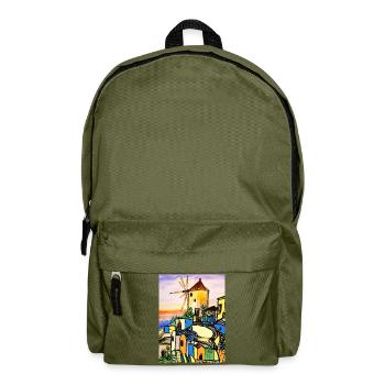 EG Urlaub I Meer I Griechenland I Kreta I Aquarell - Rucksack - Olivgrün - Vorne