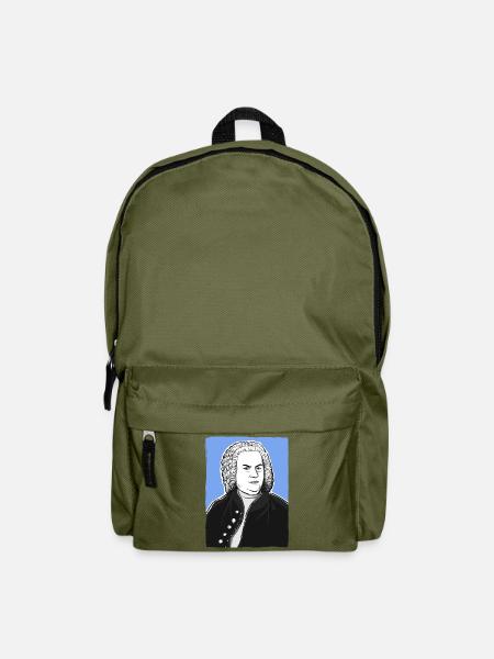 Johann Sebastian Bach in schwarz weiß und blau - Rucksack - Olivgrün