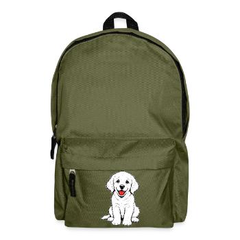 Golden_Retriever_Welpen_sitzend_weiss - Backpack - olive green - Front