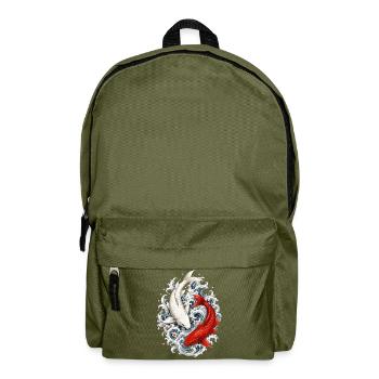 Koi Carp in Japanese Irezumi Tattoo Style - Backpack - olive green - Front