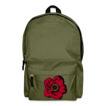 Rote Blume - Rucksack - Olivgrün - Vorne