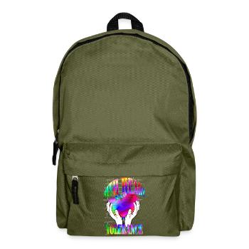 with heart and tolerance rainbow - Backpack - olive green - Front