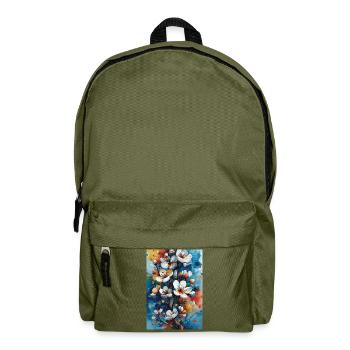 Bright Watercolor Flowers - Backpack - olive green - Front