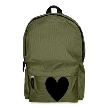 Herz schwarz - Rucksack - Olivgrün - Vorne