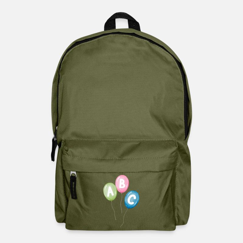 Luftballons mit ABC Buchstaben - zum Schulanfang - Rucksack - Olivgrün