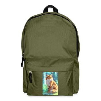 Luchs im Wald - Rucksack - Olivgrün - Vorne