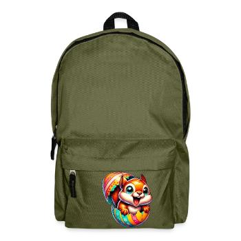 Ostern Eichhörnchen mit Osterei: Niedliches Design - Rucksack - Olivgrün - Vorne