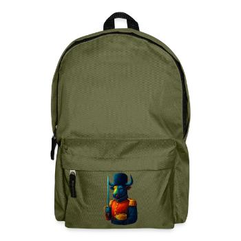 WPAP Stil Tiere - Stier in Uniform mit Säbel - Rucksack - Olivgrün - Vorne