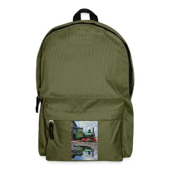 Steam Locomotive Reflection - Backpack - olive green - Front