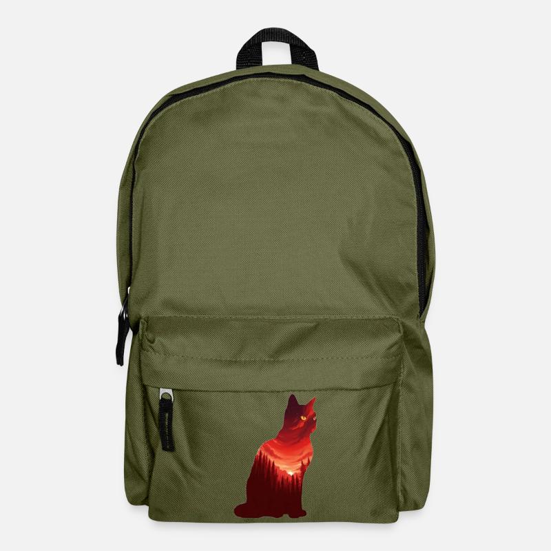 Katze Abendhimmel Natur Wald - Rucksack - Olivgrün