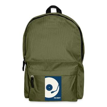 Stay Groovy – Retro Vinyl Turntable Poster - Rucksack - Olivgrün - Vorne