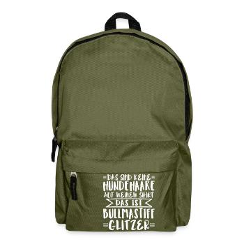 Das ist Bullmastiff Glitzer - Rucksack - Olivgrün - Vorne