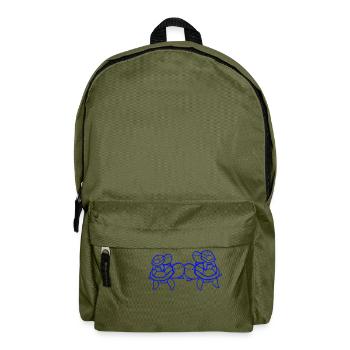 2 Wasserschildkröten Kinder Papa Mama Vater Mutter - Rucksack - Olivgrün - Vorne