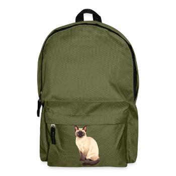 Siamese Cat Sitting Cat Lover - Backpack - olive green - Front