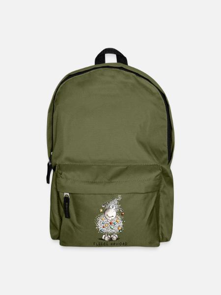 Fleece Navidad Christmas Sheep Cartoon Sheep - Backpack - olive green