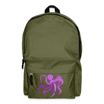 A fluffy octopus swinging tentacles - Backpack - olive green - Front