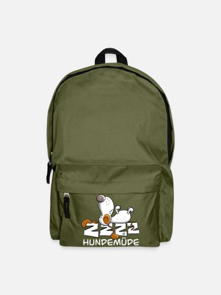 Schlafender Hund I Lustiges Hundemotiv I Hundemüde - Rucksack - Olivgrün