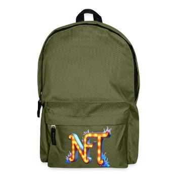 NFT in Lichtern – Leuchtendes Schilderdesign - Rucksack - Olivgrün - Vorne