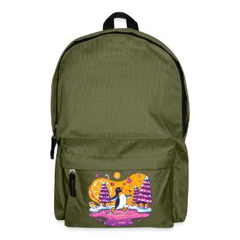 Winter Penguin Skater Color Explosion - Backpack - olive green - Front