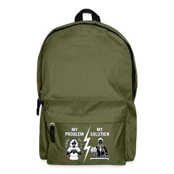 Nutritionniste : mon problème, mon pictogramme, mon père, diététique - Sac à dos - vert olive - Devant