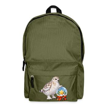 Schneehuhn mit festlicher Zuckerstern-Schneekugel - Rucksack - Olivgrün - Vorne