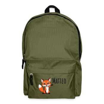 Fuchs - Mein Name ist Matteo - Süßes Waldtier - Rucksack - Olivgrün - Vorne