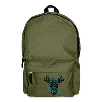 Hirschkopf schwarz - Rucksack - Olivgrün - Vorne