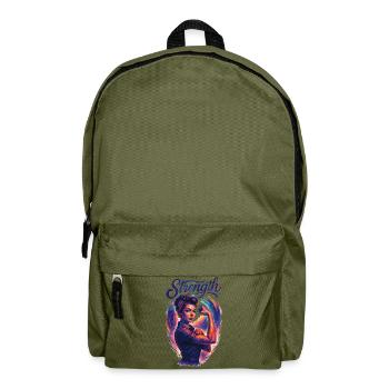 Strength Strong Woman Rockabilly Girl Power Gift - Backpack - olive green - Front