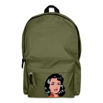 Pop Art Frau - Rucksack - Olivgrün - Vorne