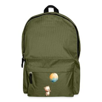 Pastel Teddy Balloon Illustration - Backpack - olive green - Front