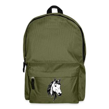 Horse Head Black & White - Backpack - olive green - Front