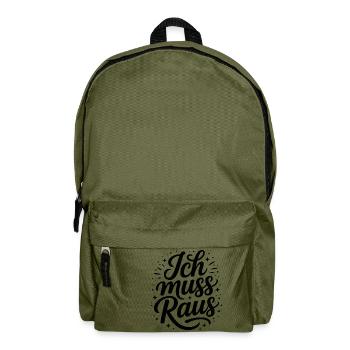 Ich muss raus - Deutsche Memes - Rucksack - Olivgrün - Vorne