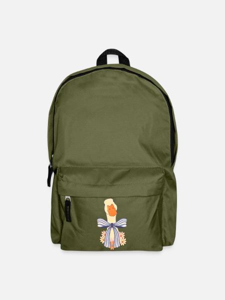 Pastellgans mit Schleife und Blumen - Rucksack - Olivgrün