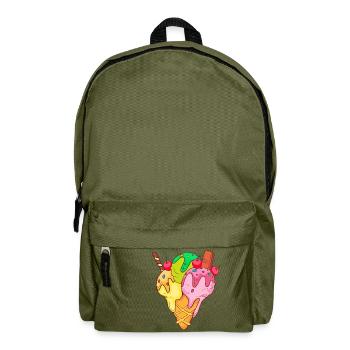 Eis Speiseeis Eiskrem Eiscreme Kugeleis Eisbecher - Rucksack - Olivgrün - Vorne