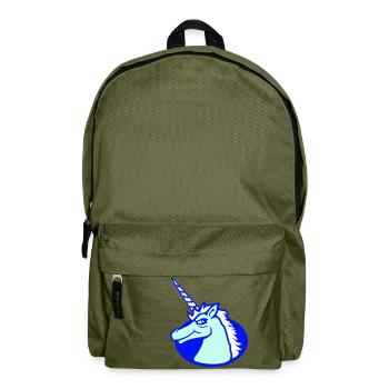 Unicorn Floor Hole Funny Cool Guy Comic Cartoon - Backpack - olive green - Front