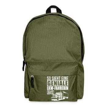 Geniale LKW Fahrerin - Rucksack - Olivgrün - Vorne