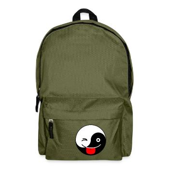 Yin Yang Wink und Zunge Emoji Tai Chi Symbol niedlich - Rucksack - Olivgrün - Vorne