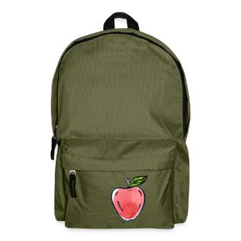 Apfel Obst Frucht Apple Fruit - Rucksack - Olivgrün - Vorne