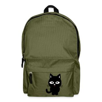 schwarze Katze - Rucksack - Olivgrün - Vorne