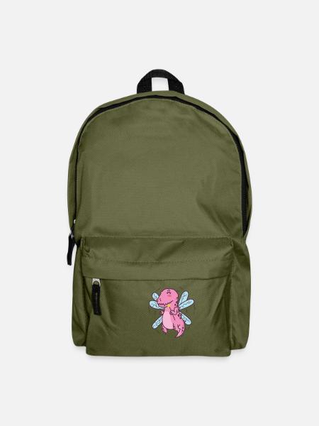 Dino mit Schmetterlingsfedern Dinosaurier - Rucksack - Olivgrün
