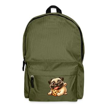 Mops mit Cookie Süßigkeiten Nachtisch - Rucksack - Olivgrün - Vorne