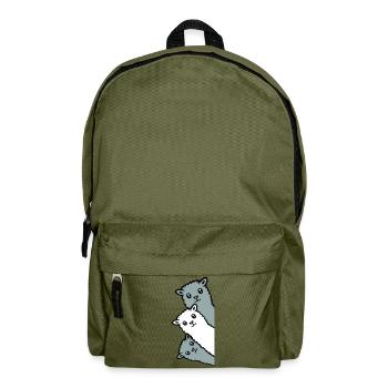 3 Alpacas Llamas Looking Curious Animal Heads Joy - Backpack - olive green - Front
