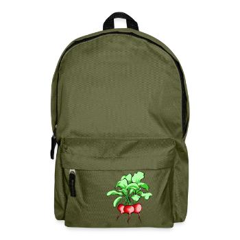 Radieschen. Geschenkidee - Rucksack - Olivgrün - Vorne