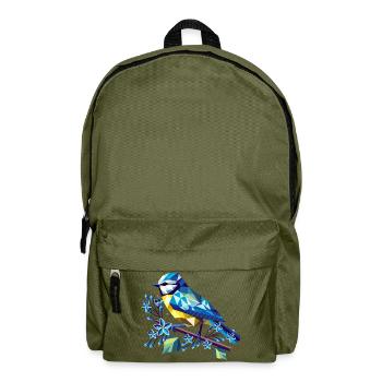 bezaubernde Blaumeise auf einem Fliederzweig - Rucksack - Olivgrün - Vorne