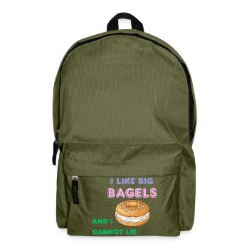 Big Bagels Funny Breakfast Shirt - Backpack - olive green - Front