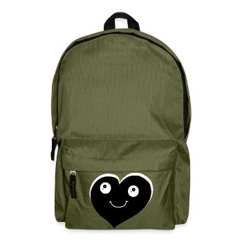 Black Heart Hearts Emotions - Backpack - olive green - Front