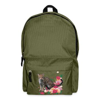 Floraler Leopard mit Blüten - Rucksack - Olivgrün - Vorne